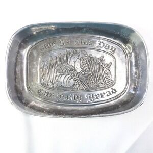 VTG Leonard Duratale "Give Us This Day Our Daily Bread" 1970s Pewter Tray